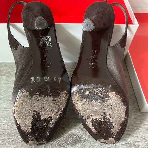 Via Spiga heels satin & velvet open toe size 38 VINTAGE - Picture 6 of 8
